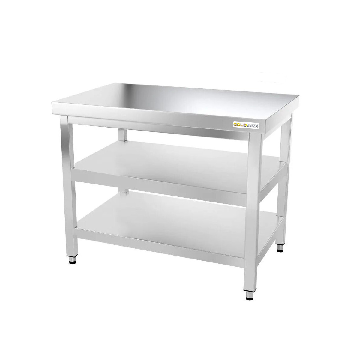 Table inox 1000 x 500 mm avec 2 étagères / GOLDINOX