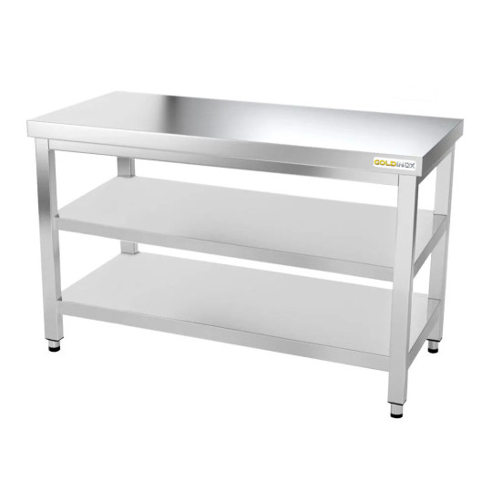 Table inox 1400 x 500 mm avec 2 étagères / GOLDINOX