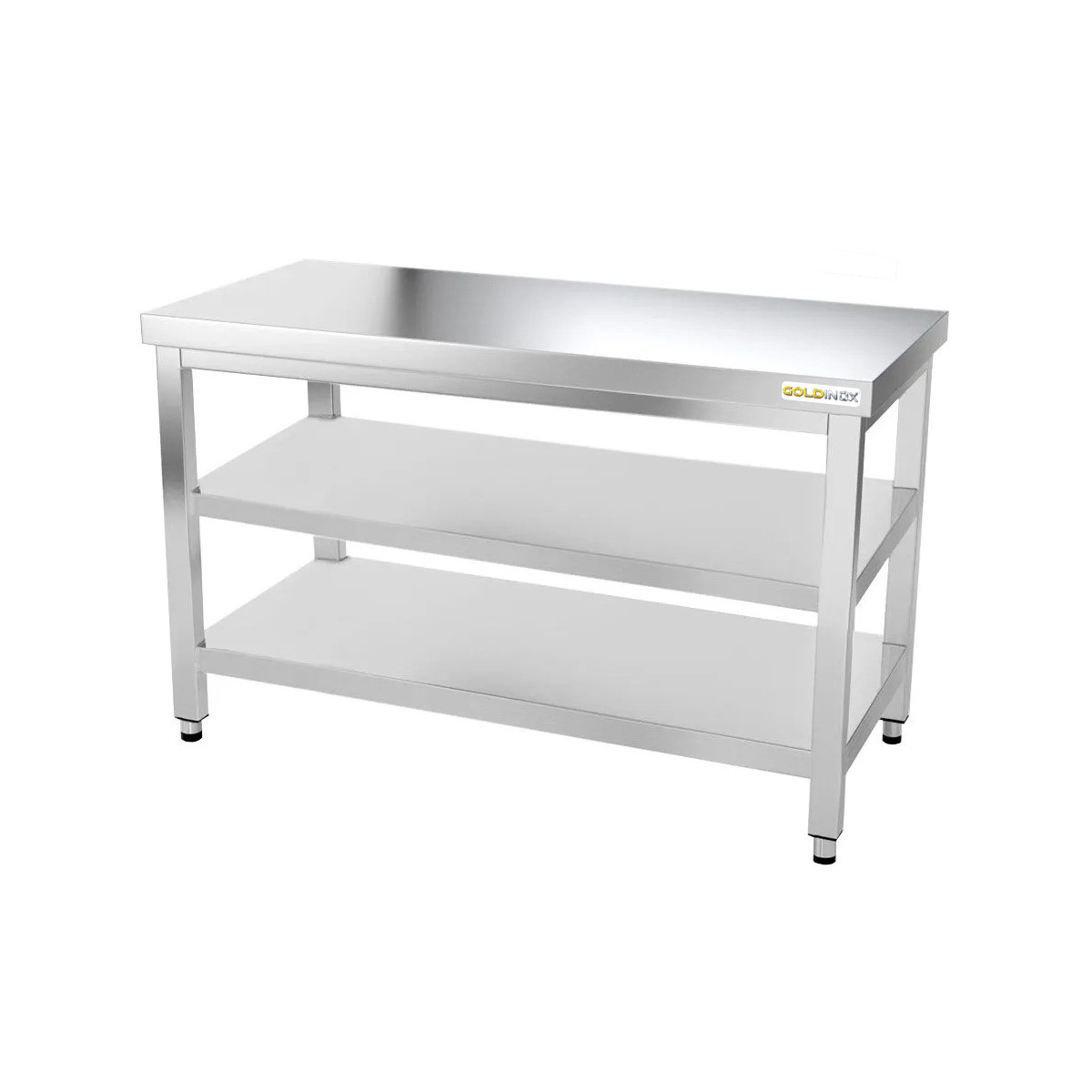 Table inox 1400 x 500 mm avec 2 étagères / GOLDINOX