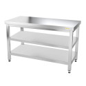 Table inox 1400 x 500 mm avec 2 étagères / GOLDINOX