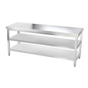 Table inox 2000 x 500 mm avec 2 étagères / GOLDINOX