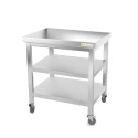 Table inox 800 x 700 mm avec 2 étagères sur roulettes / GOLDINOX