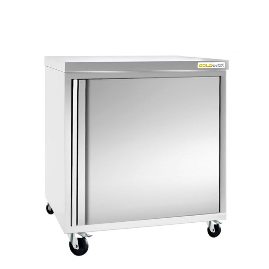 Meuble bas inox 600 x 600 mm sur roulettes / GOLDINOX