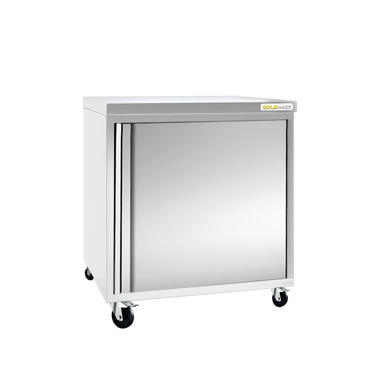 Meuble bas inox 600 x 600 mm sur roulettes / GOLDINOX