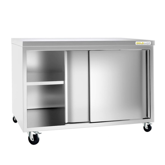 Meuble bas inox 1600 x 600 mm sur roulettes / GOLDINOX