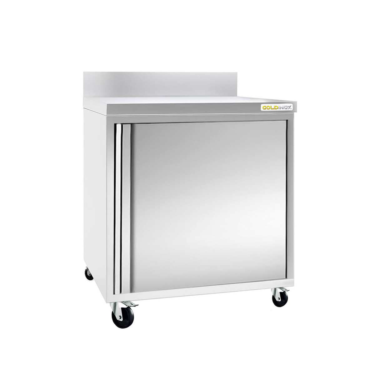 Meuble bas inox 600 x 600 mm adossée sur roulettes / GOLDINOX