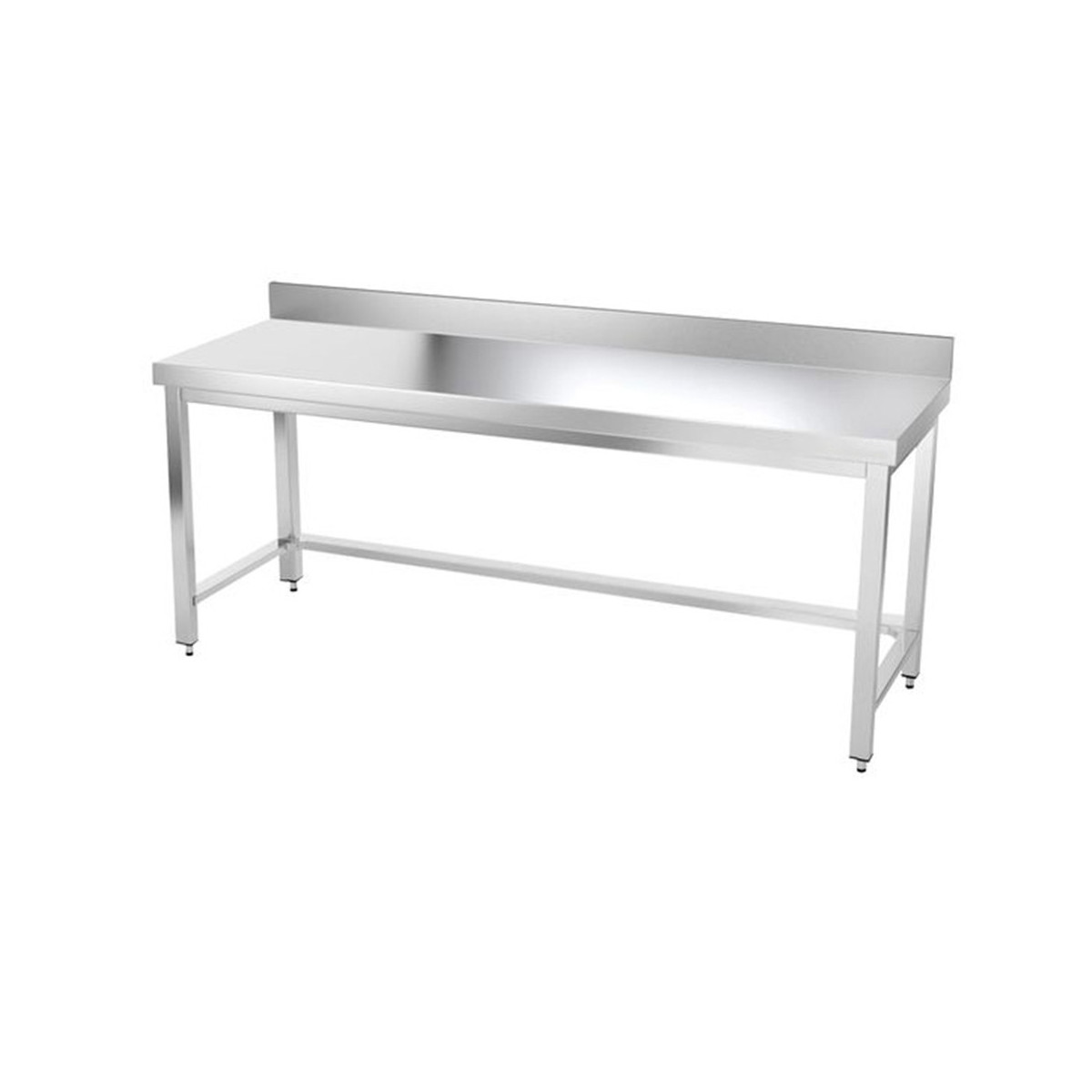 Table inox 2000 x 500 mm adossée avec renfort / GOLDINOX
