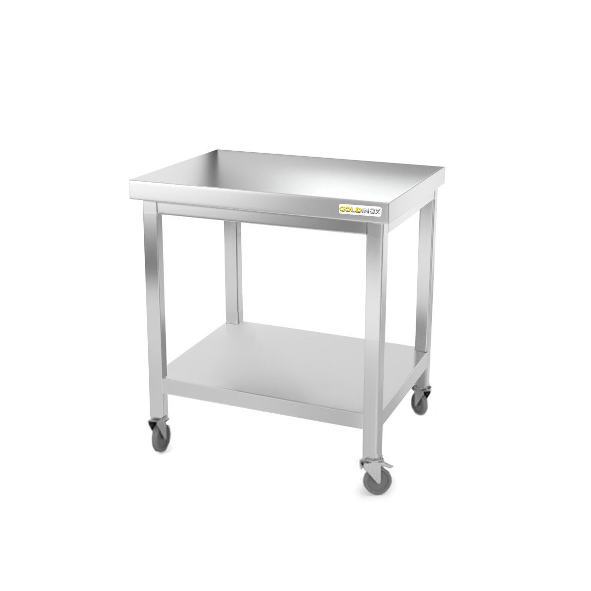 Table inox 600 x 600 mm sur roulettes PREMIUM / GOLDINOX