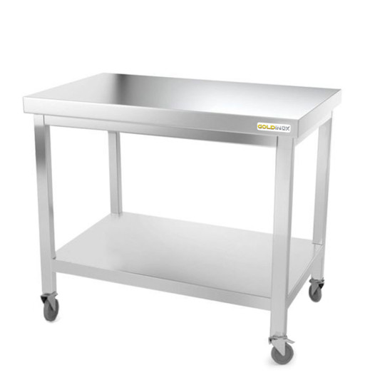 Table inox 1000 x 600 mm sur roulettes PREMIUM / GOLDINOX