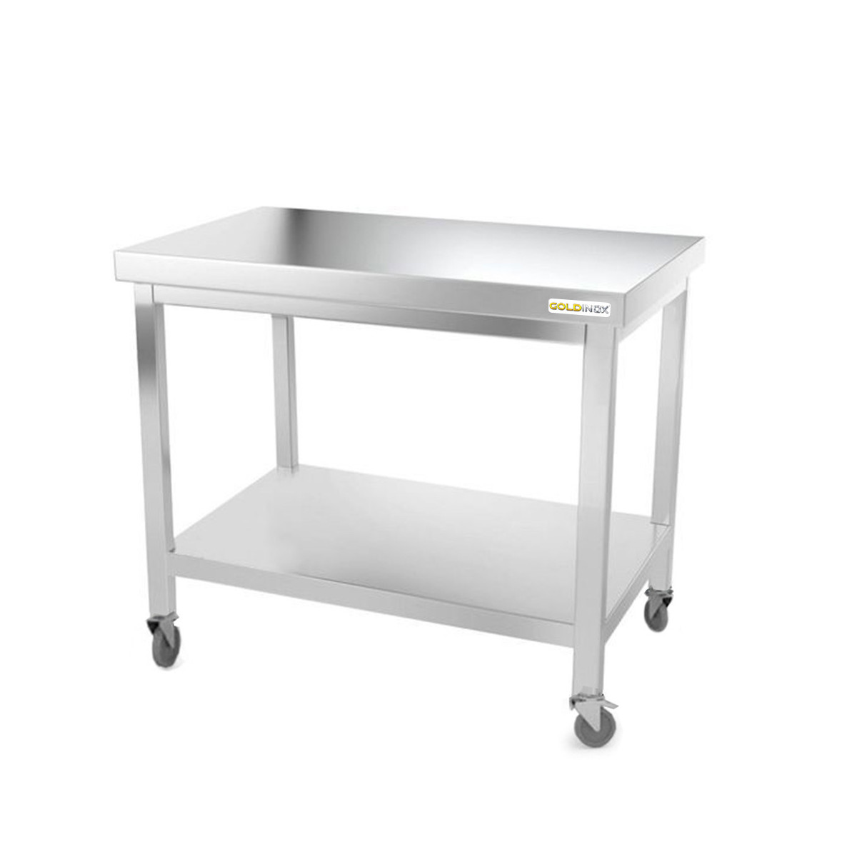 Table inox 1000 x 600 mm sur roulettes PREMIUM / GOLDINOX