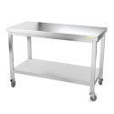 Table inox 1400 x 600 mm sur roulettes PREMIUM / GOLDINOX