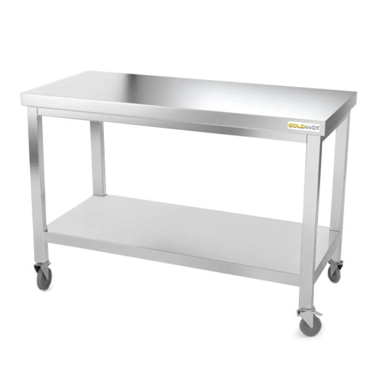 Table inox 1600 x 600 mm sur roulettes PREMIUM / GOLDINOX
