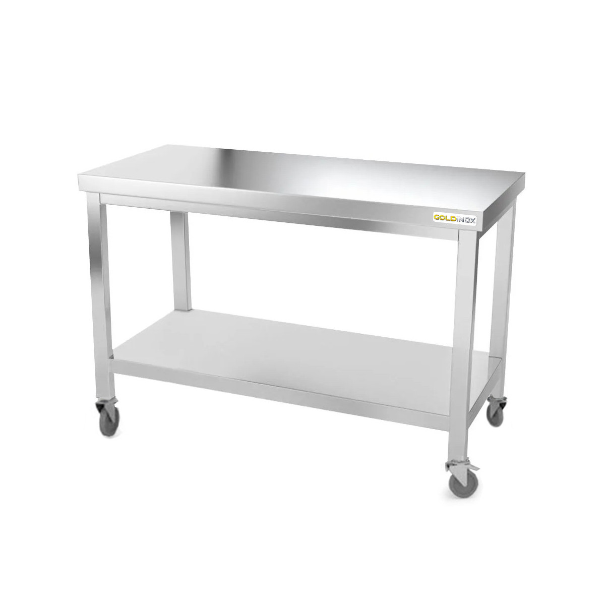 Table inox 1600 x 600 mm sur roulettes PREMIUM / GOLDINOX