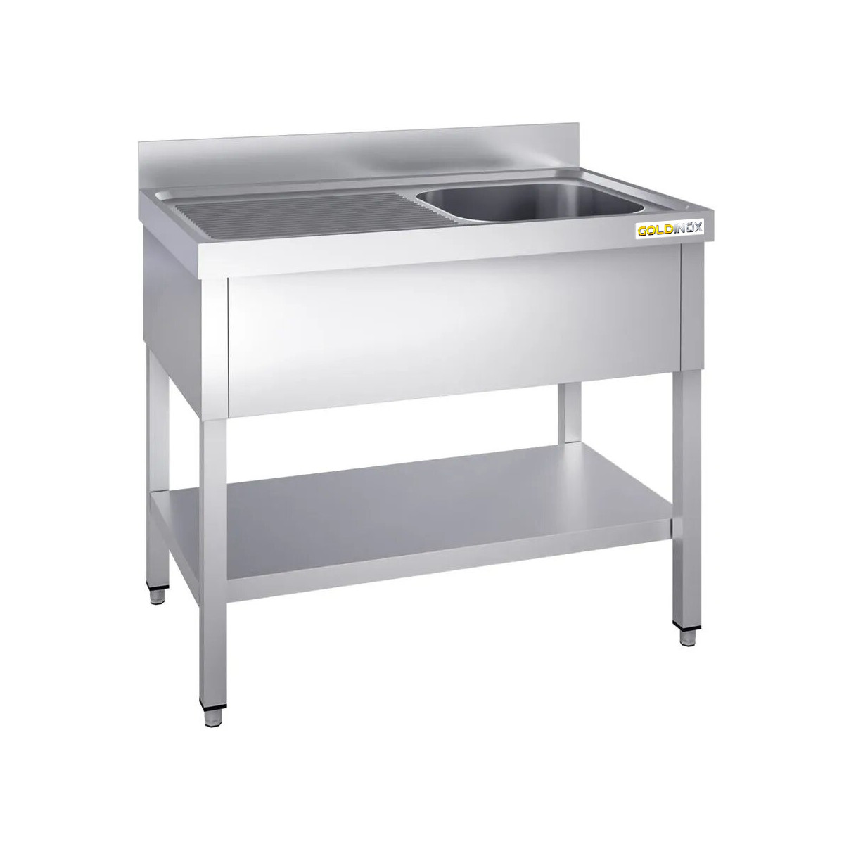 Plonge inox 1 bac - 1400 x 700 mm égouttoir gauche PREMIUM / GOLDINOX 
