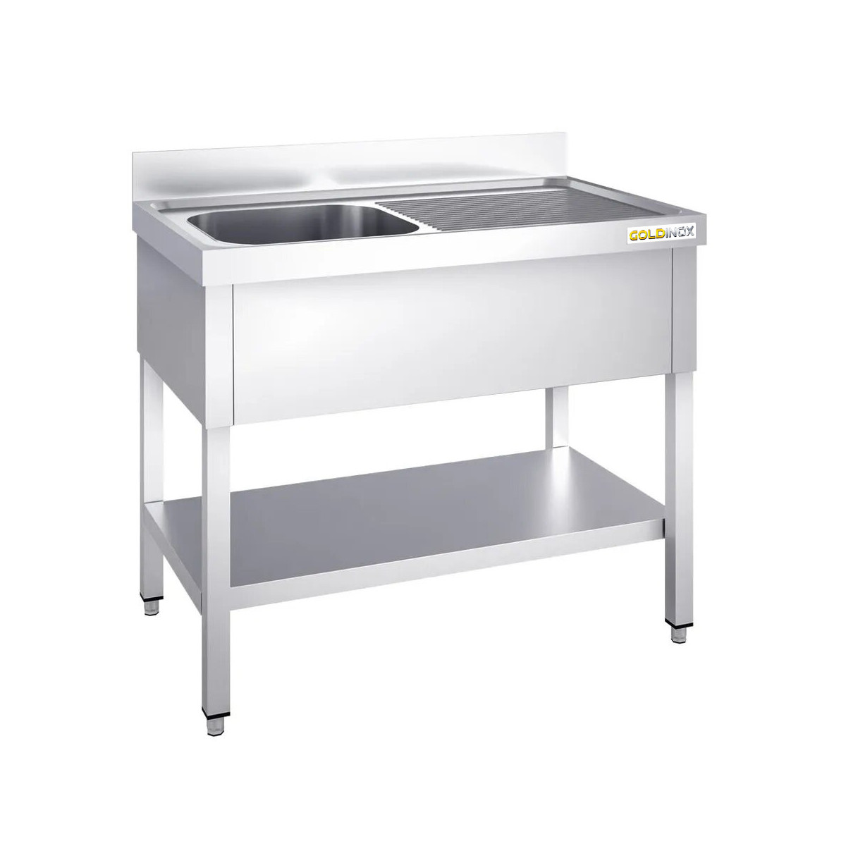 Plonge inox 1 bac - 1000 x 700 mm égouttoir droite PREMIUM / GOLDINOX 