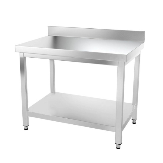 Table inox 1200 x 800 mm adossée avec renfort / GOLDINOX