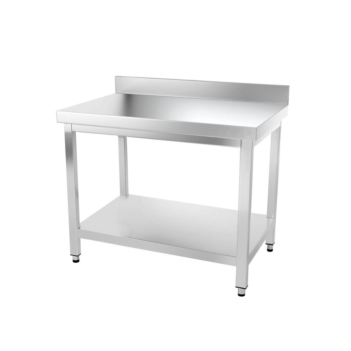 Table inox 1200 x 800 mm adossée avec renfort / GOLDINOX