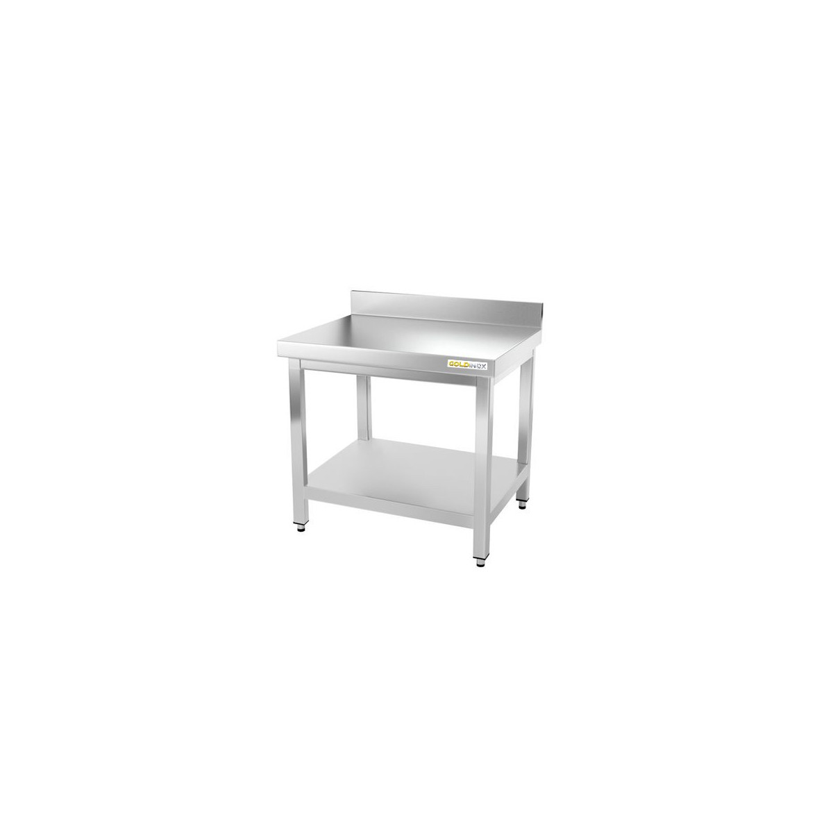 Table inox soubassement 800 x 800 mm adossée / GOLDINOX 
