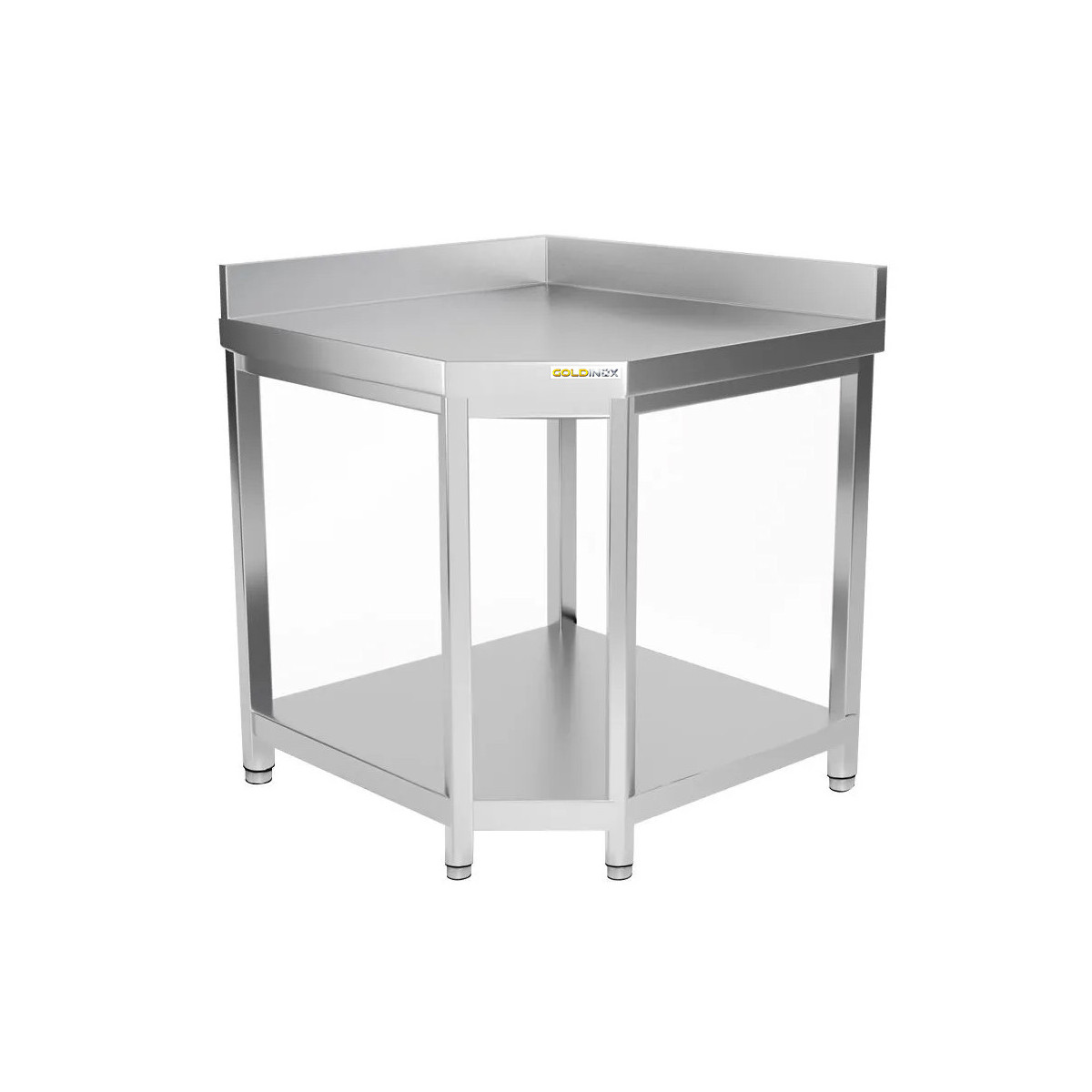 Table inox d'angle 1000 x 800 mm adossée / GOLDINOX