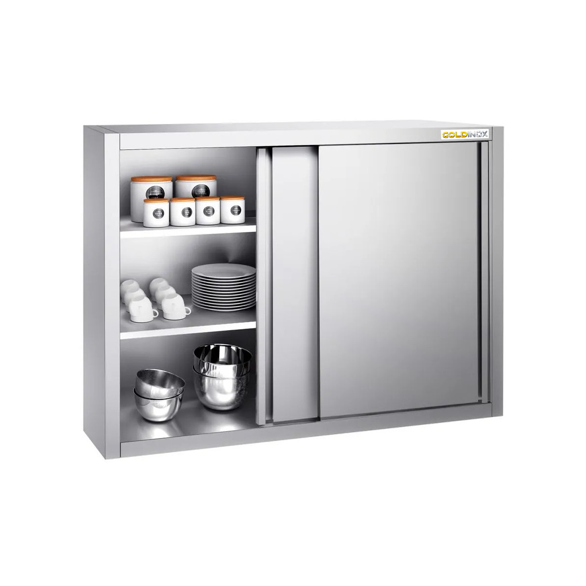 Placard mural inox 1000 x 400 mm / Hauteur 1000 mm avec portes coulissantes PREMIUM / GOLDINOX