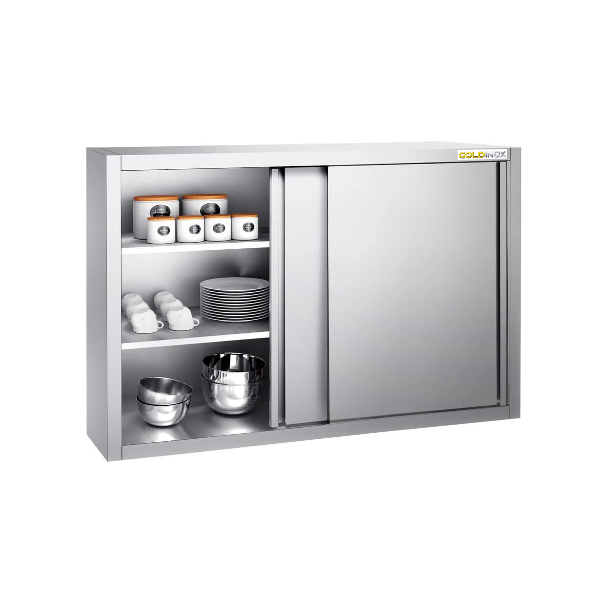 Placard mural inox 1200 x 400 mm / Hauteur 1000 mm avec portes coulissantes PREMIUM / GOLDINOX