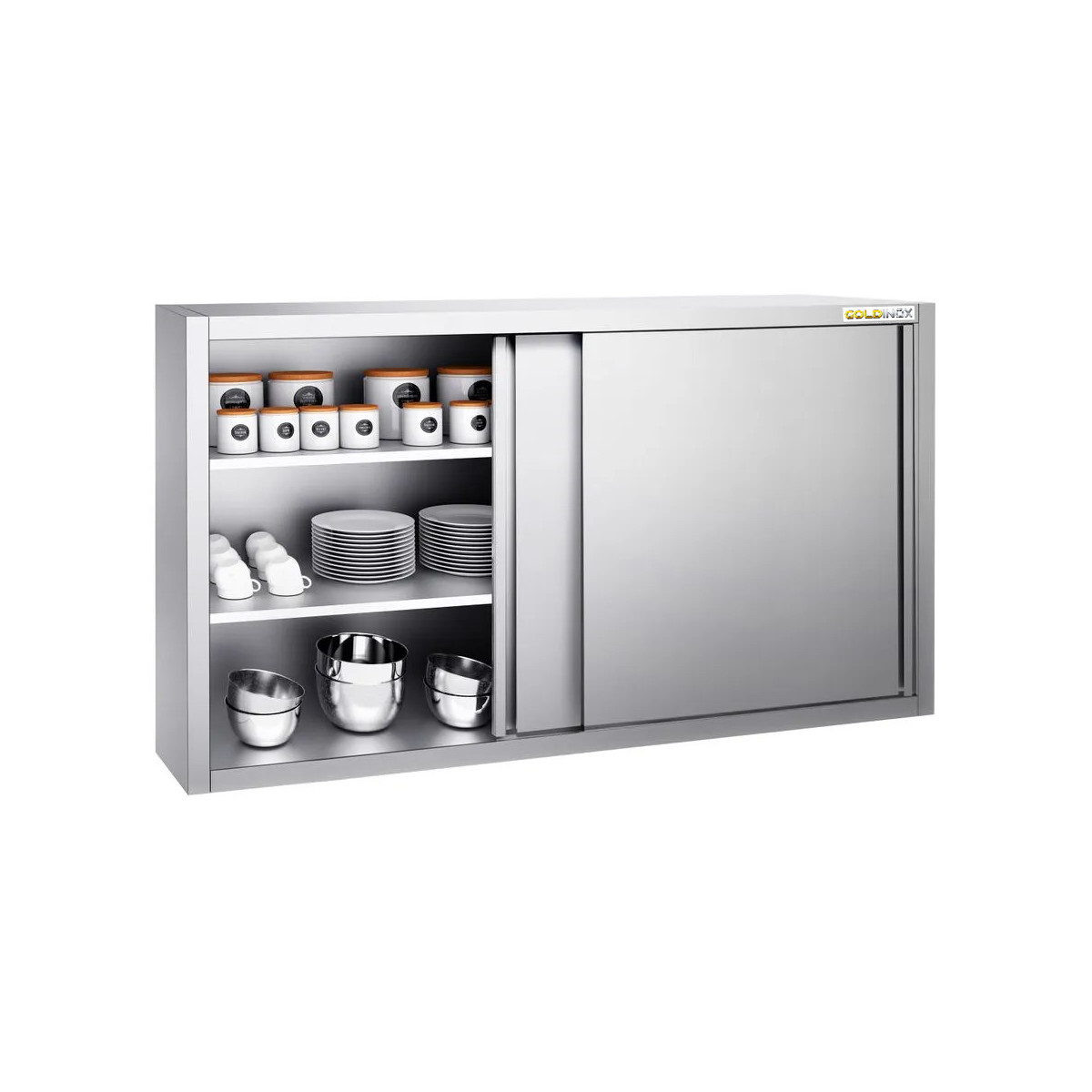 Placard mural inox 1500 x 400 mm / Hauteur 1000 mm avec portes coulissantes PREMIUM / GOLDINOX