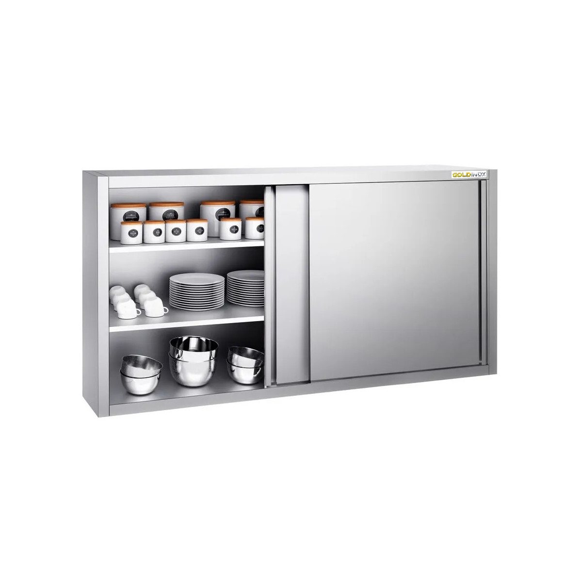 Placard mural inox 1800 x 400 mm / Hauteur 1000 mm avec portes coulissantes PREMIUM / GOLDINOX