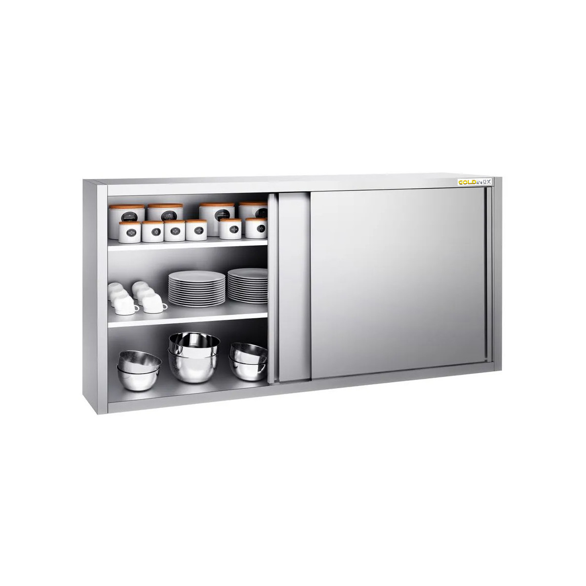 Placard mural inox 2000 x 400 mm / Hauteur 1000 mm avec portes coulissantes PREMIUM / GOLDINOX
