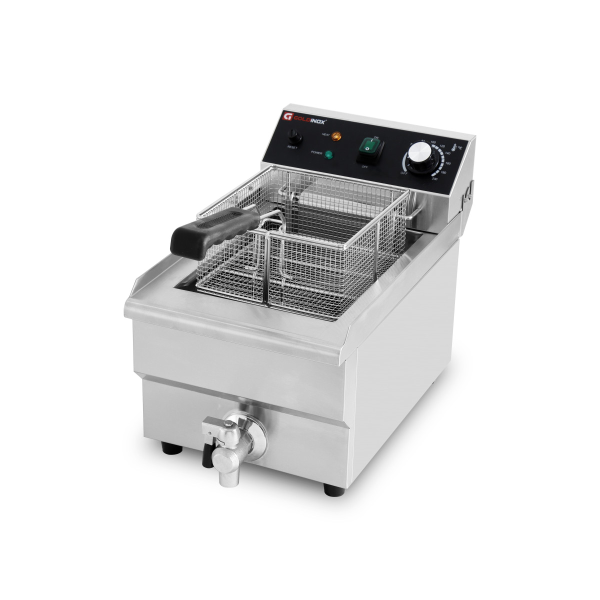 Friteuse électrique 10 Litres avec robinet de vidange à poser - 3 kW / GOLDINOX