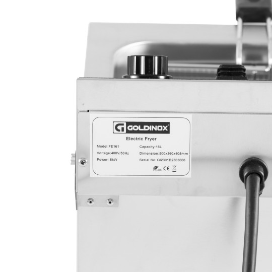 Friteuse électrique 16 Litres avec robinet de vidange à poser - 5 kW (400V) / GOLDINOX