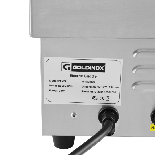 Plaque de cuisson en acier lisse électrique professionnelle 550 mm - GOLDINOX