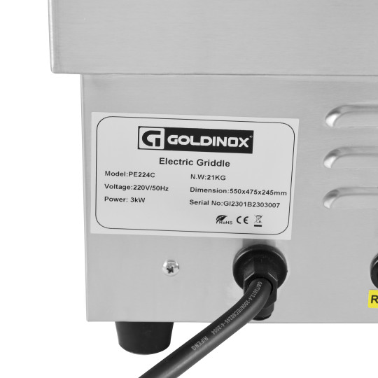 Plaque de cuisson en chrome lisse électrique professionnelle 550 mm - GOLDINOX