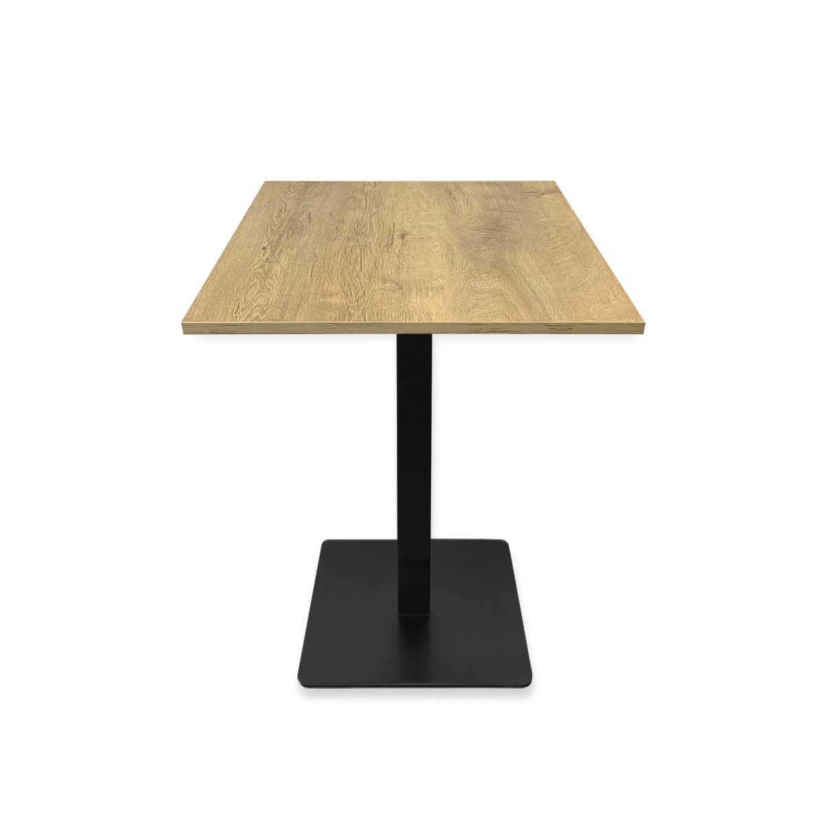 Table complète 70x70 cm Chêne avec pied de table noir / GOLDINOX