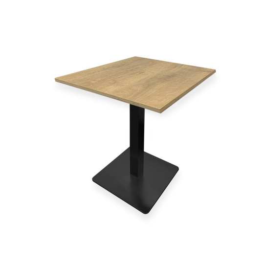 Table complète 70x70 cm Chêne avec pied de table noir / GOLDINOX
