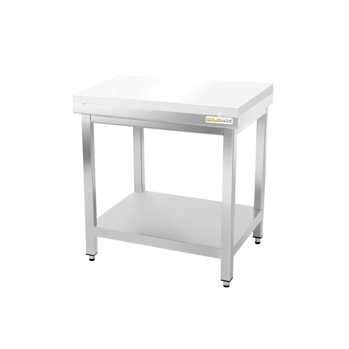 Table de boucher avec plaque de découpe blanche - 700 x 700 mm / GOLDINOX