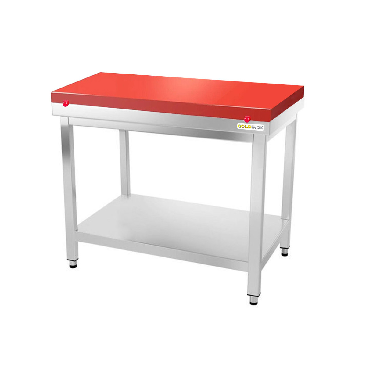 Table de boucher avec plaque de découpe rouge - 1000 x 700 mm / GOLDINOX
