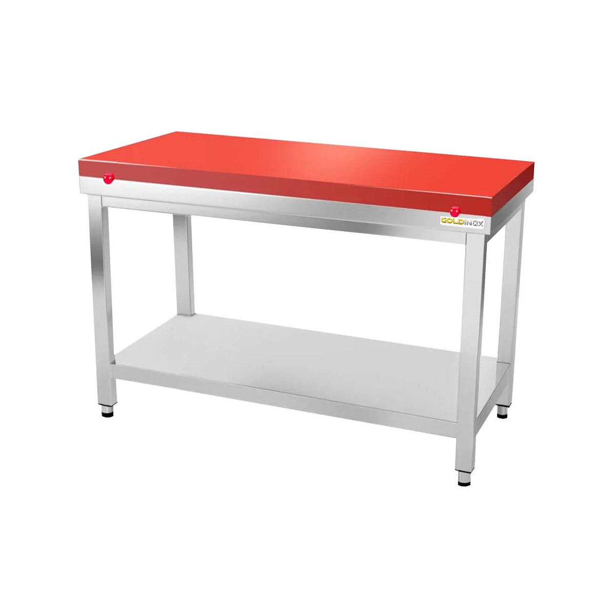 Table de boucher avec plaque de découpe rouge - 1500 x 700 mm / GOLDINOX
