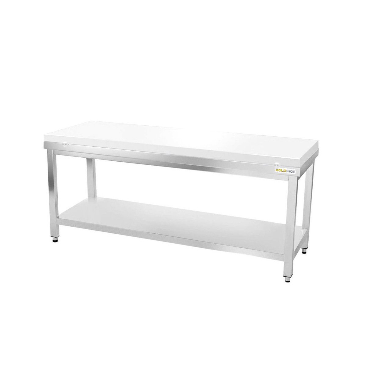 Table de boucher avec plaque de découpe blanche - 2000 x 700 mm / GOLDINOX