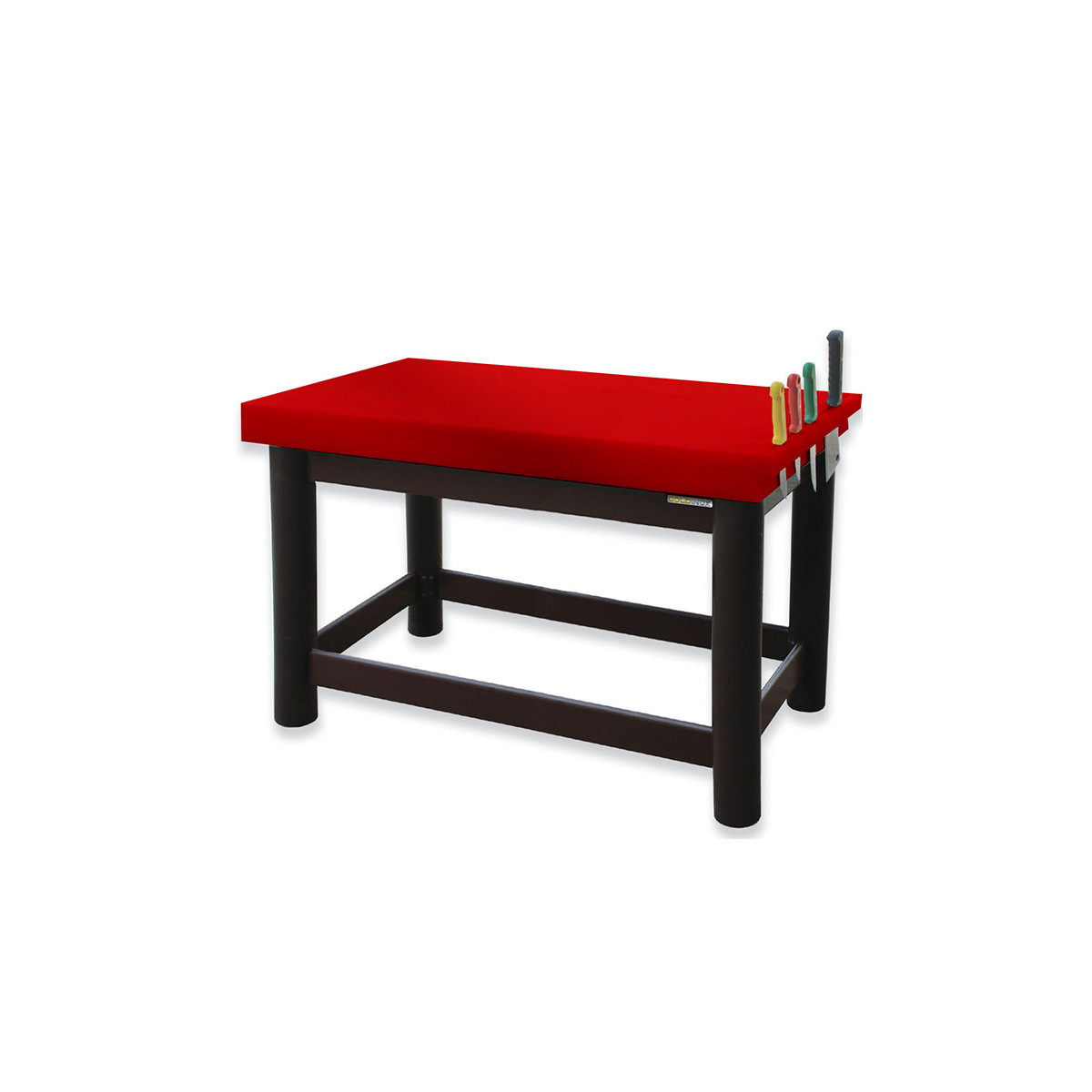 Table de boucher PREMIUM entièrement en polyéthylène avec porte-couteaux - 1500 x 700 mm / GOLDINOX