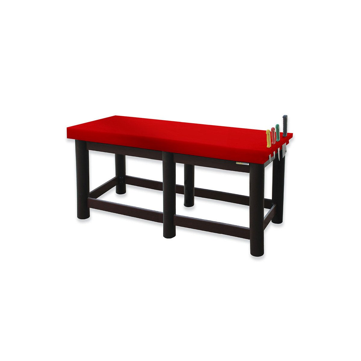 Table de boucher PREMIUM entièrement en polyéthylène avec porte-couteaux - 2000 x 700 mm / GOLDINOX