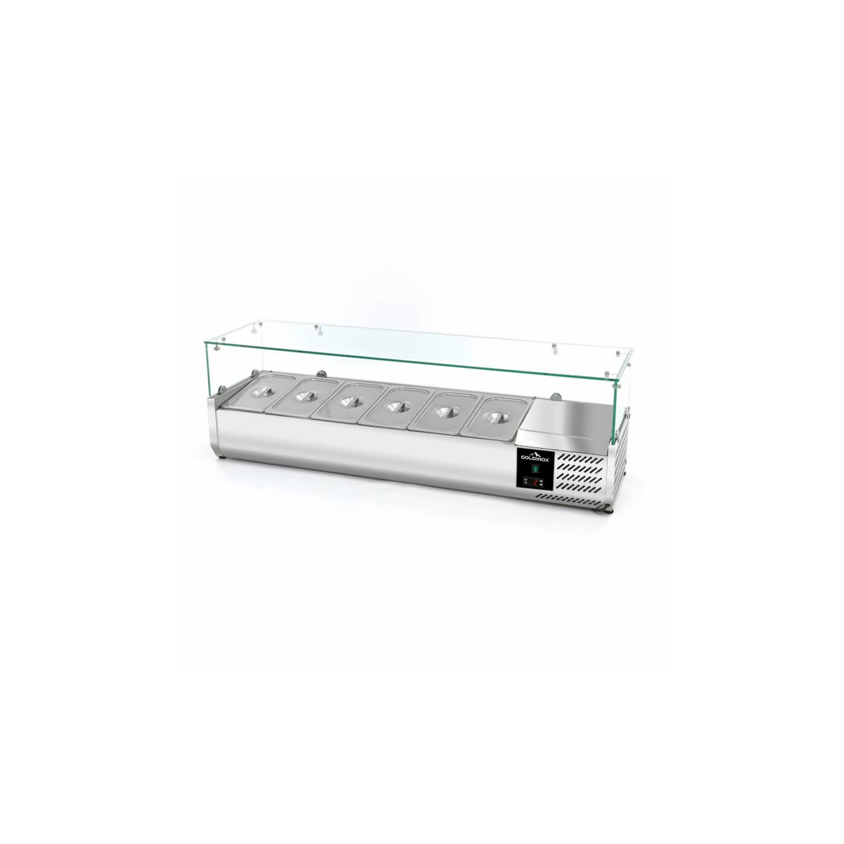 Meuble à pizza réfrigéré 2 portes tropicalisé avec vitrine ingrédients (6x GN1/3) PREMIUM - GOLDINOX