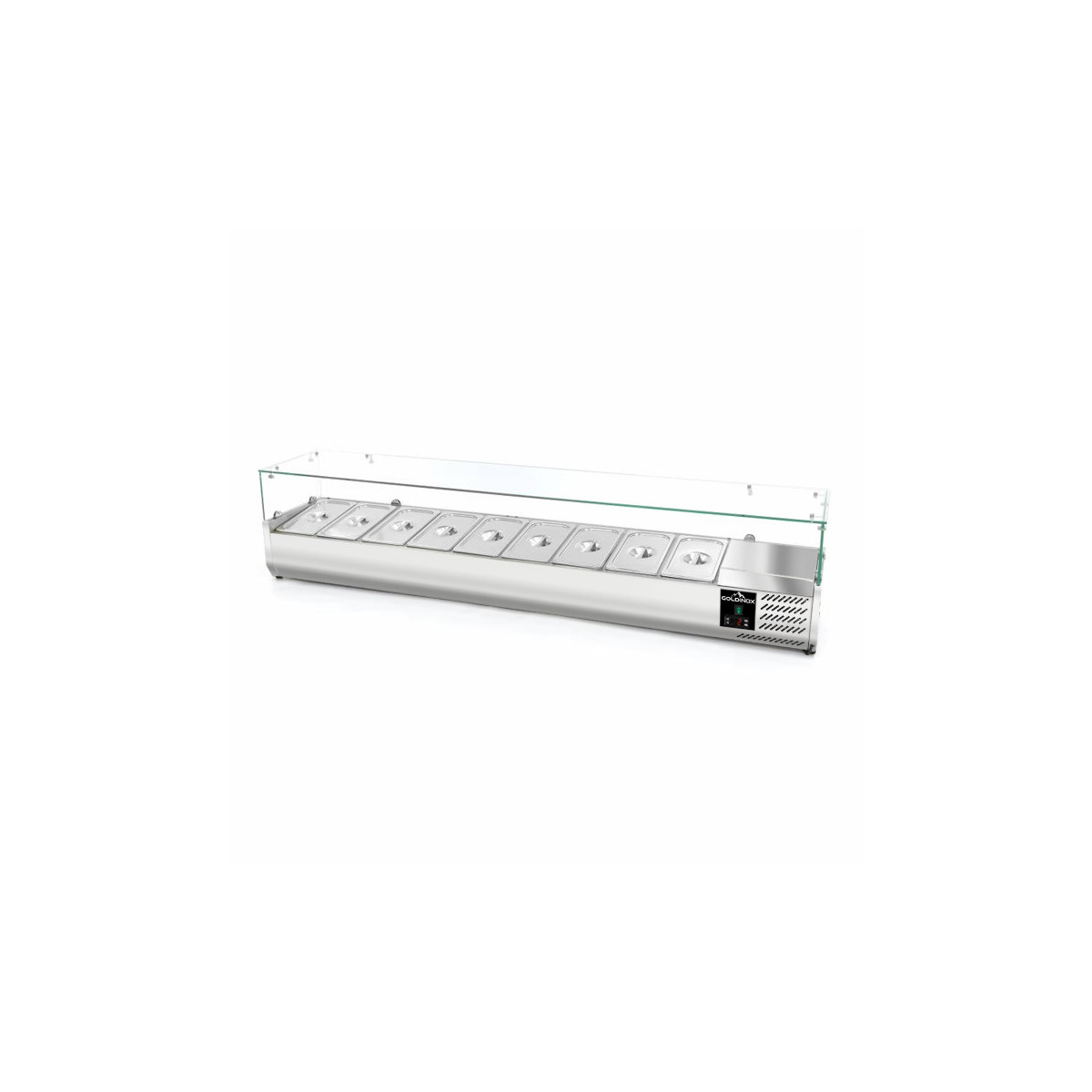 Meuble à pizza réfrigéré 3 portes tropicalisé avec vitrine ingrédients (9x GN1/3) PREMIUM - GOLDINOX