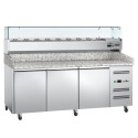 Meuble à pizza 3 portes avec vitrine à ingrédients (9x GN1/3) - GOLDINOX
