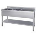 Plonge inox 2 bacs - 1400 x 600 mm égouttoir droite ECO / GOLDINOX 