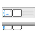 Plonge lave-vaisselle inox 2 bacs - 2000 x 600 mm égouttoir droite PREMIUM / GOLDINOX