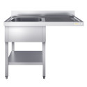 Plonge lave-vaisselle inox 1 bac - 1200 x 700 mm égouttoir droite PREMIUM / GOLDINOX