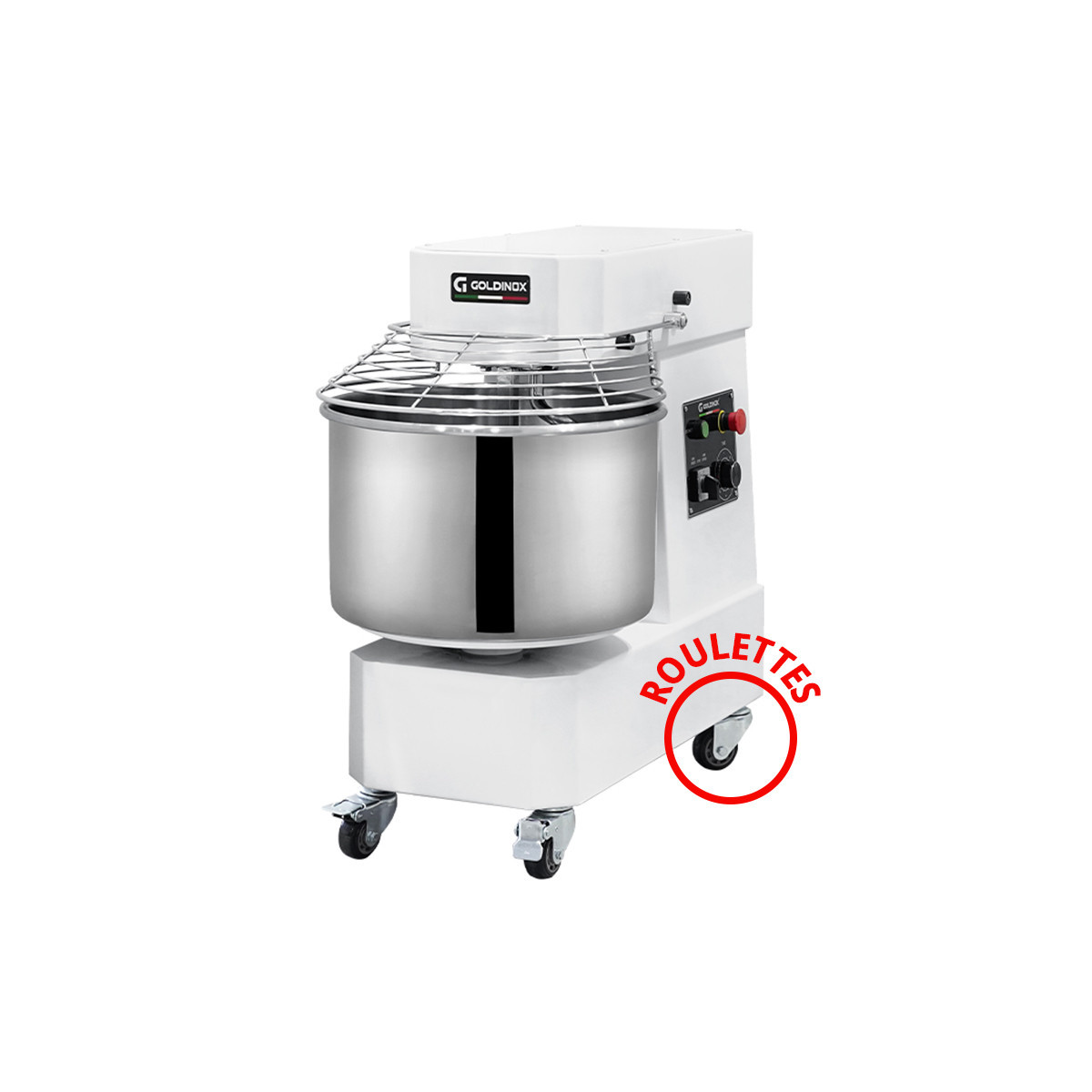 Pétrin à spirale 50L sur roulettes - 2 Vitesses (380V) / GOLDINOX
