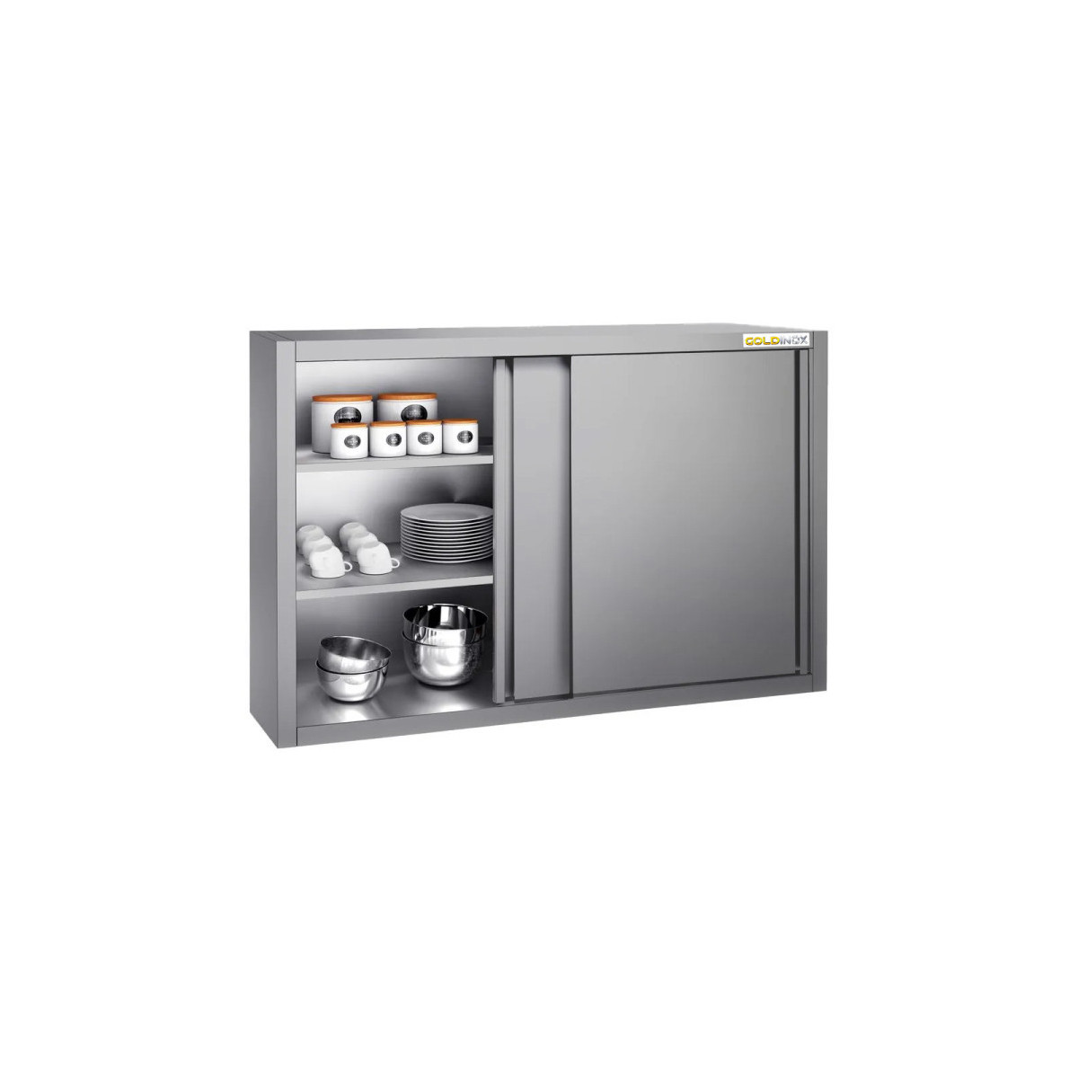 Placard mural inox 1200 x 400 mm / Hauteur 1000 mm avec portes coulissantes ECO / GOLDINOX