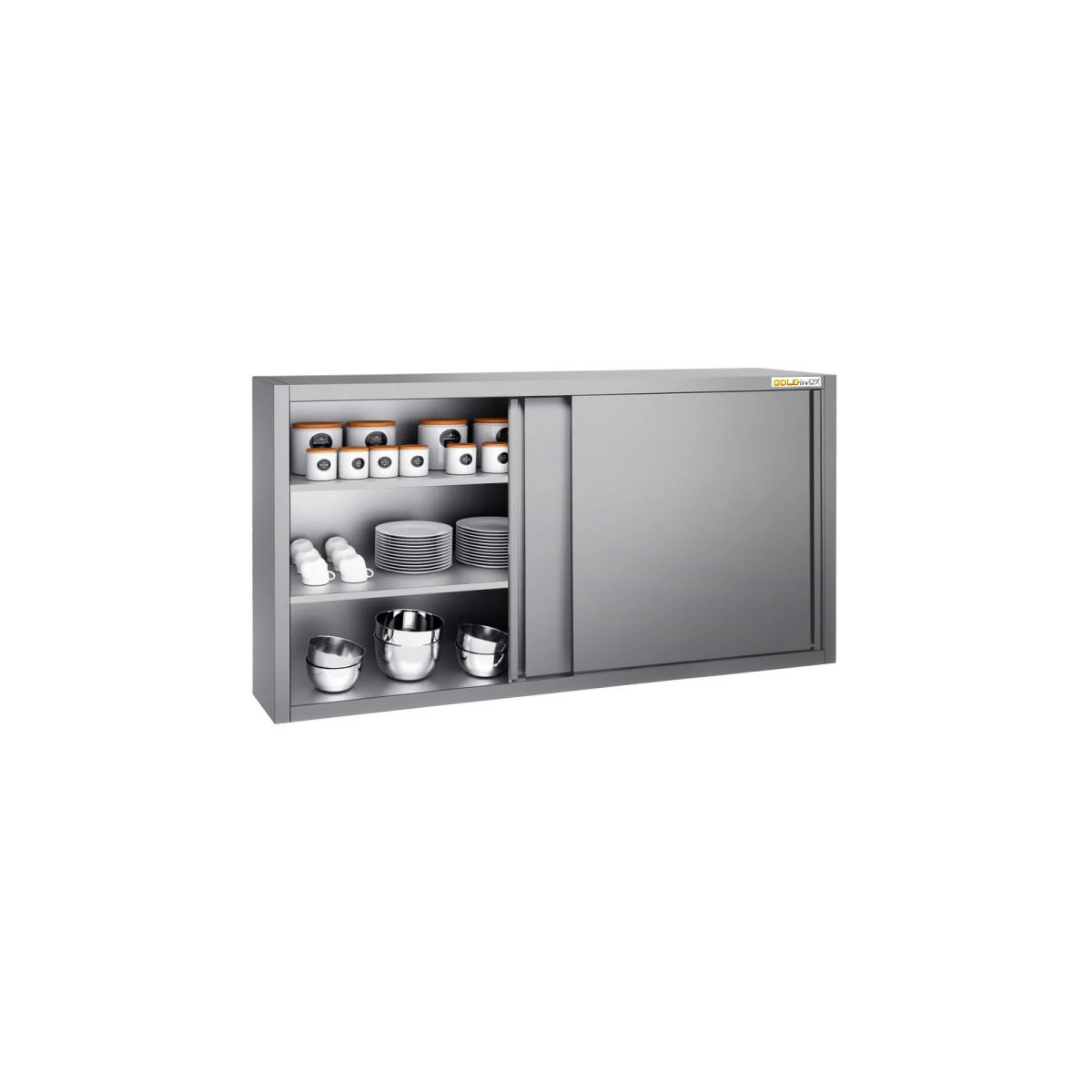 Placard mural inox 1800 x 400 mm / Hauteur 1000 mm avec portes coulissantes ECO / GOLDINOX