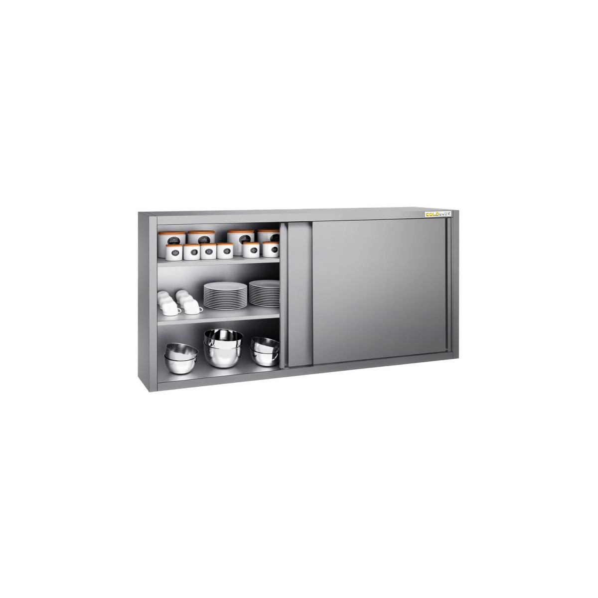 Placard mural inox 2000 x 400 mm / Hauteur 1000 mm avec portes coulissantes ECO / GOLDINOX